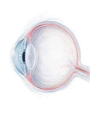 A cross-section of an eye